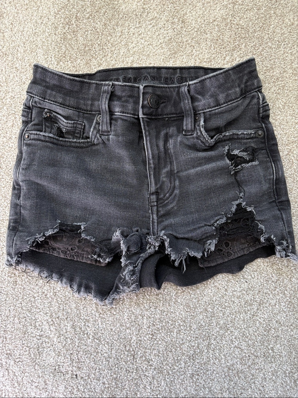 American Eagle 000 black denim shorts